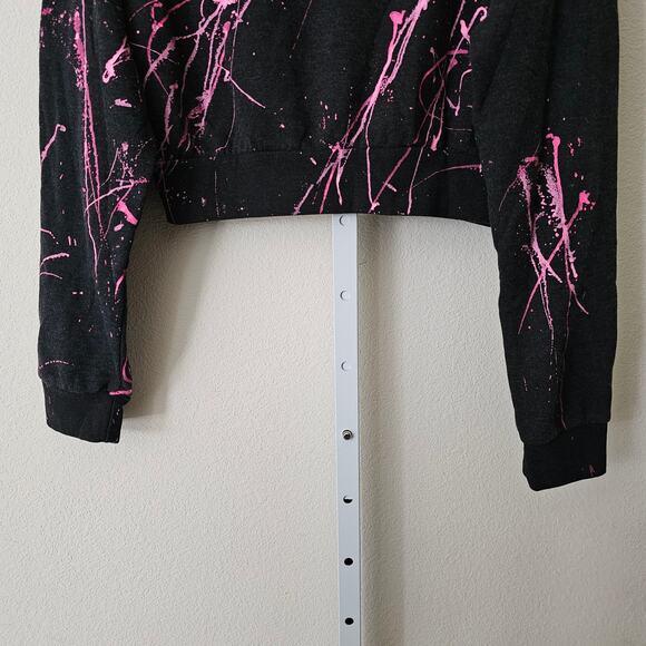 AVIATOR NATION NWT Artist Collection Pink Splatter Paint Cropped Sweatshirt Sz L - Picture 9 of 16